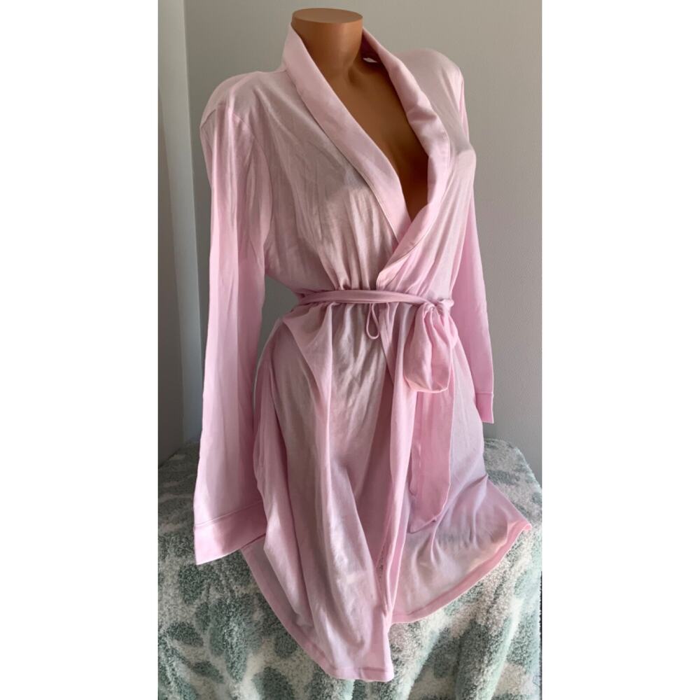 Victoria's Secret Cotton Blend Robe sz X-Large So Soft Long Sleeve Baby Pink - Picture 3 of 3